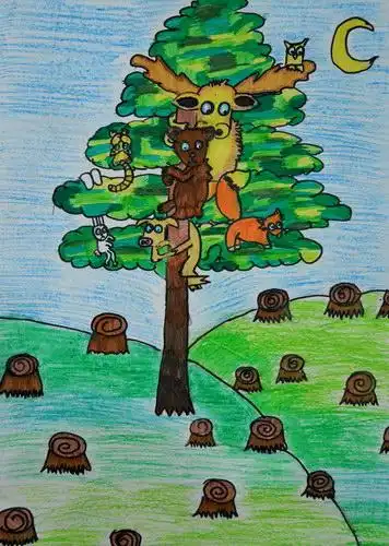 少儿书画作品-请保护大自然/儿童书画作品请保护大自然欣赏_中国少儿