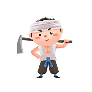 五一劳动节手绘卡通背锄头的农民勤劳