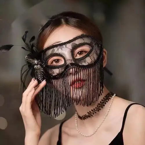 万代【抖音爆火】面具半脸下男女 面具酷蒙面歌王纱遮播变装神秘男二