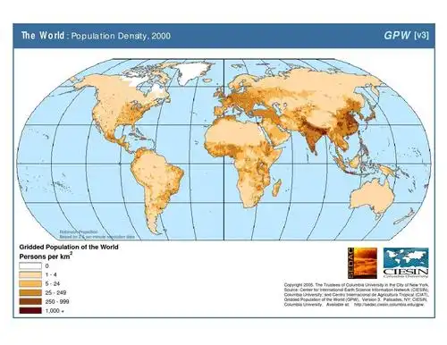 全球人口密度图