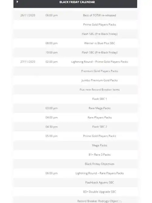 fifa23黑五前瞻附去年活动表