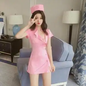 日本代购情趣大码护士服性感粉色制服诱感女诱惑私房丝袜骚超短裙