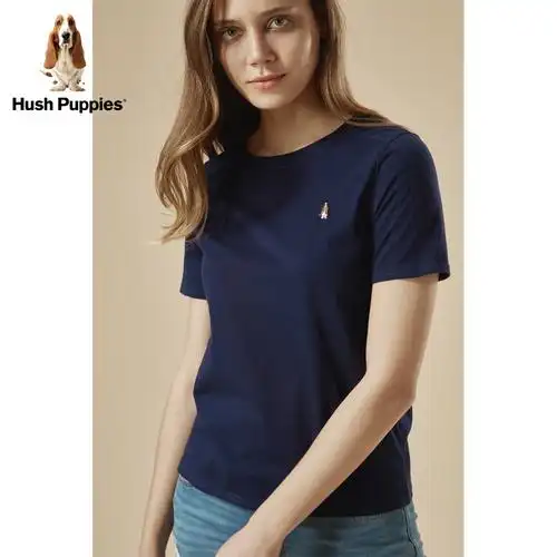 hush puppies暇步士2018夏女装净色圆领女士t恤|hd-18360