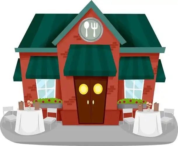 餐厅门面,桌子和椅子餐厅外立面的插图