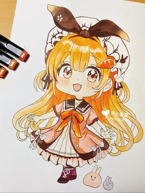 笔记灵感  #寻找小红书绘画大神  #q版人物  #马克笔手绘  #动漫驶骀