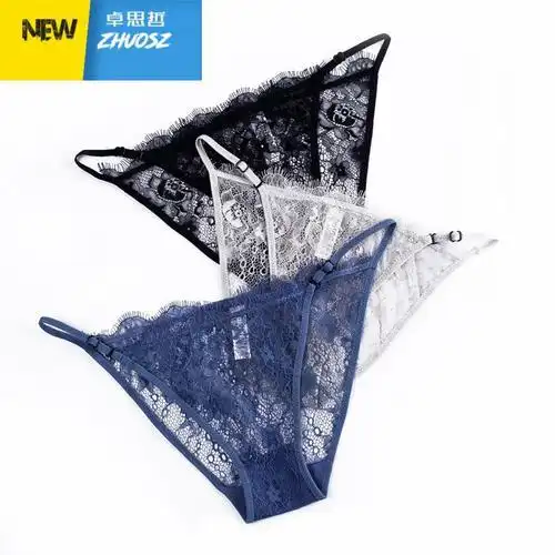 性感女士内裤蕾丝镂空超薄欧美公主少女黑色透明三角裤头棉裆卓思哲