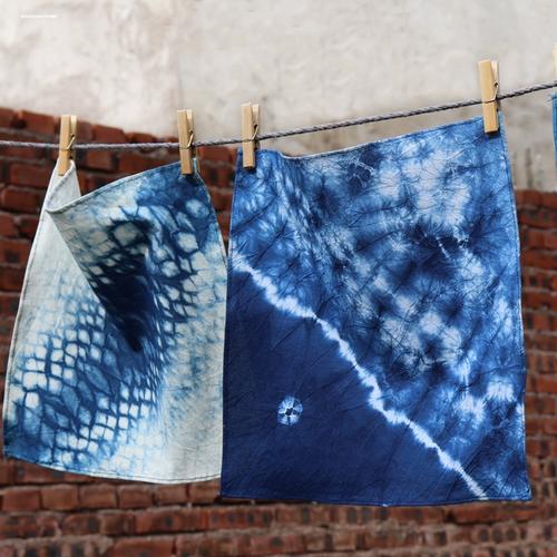 扎染小方巾纯棉手帕蜡染草木染幼儿园扎染小方巾diy全棉纯白棉布