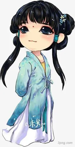 可爱双髻少女古装q版