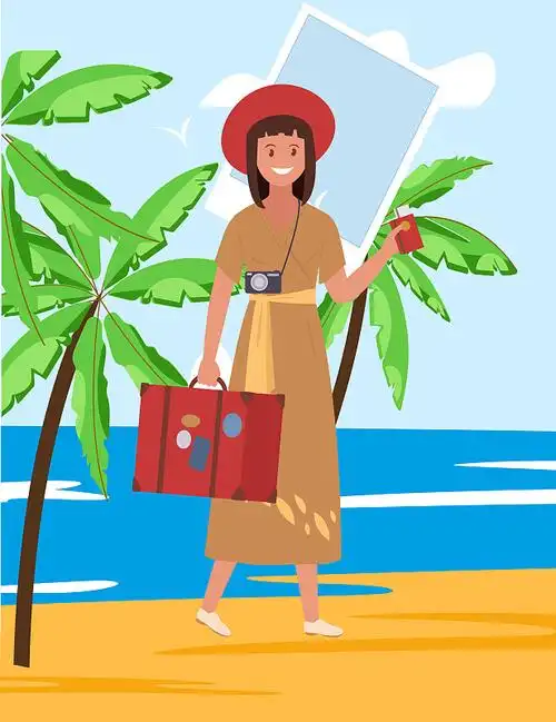 夏天 旅游 女插画_夏天 旅游 女手绘插画设计网