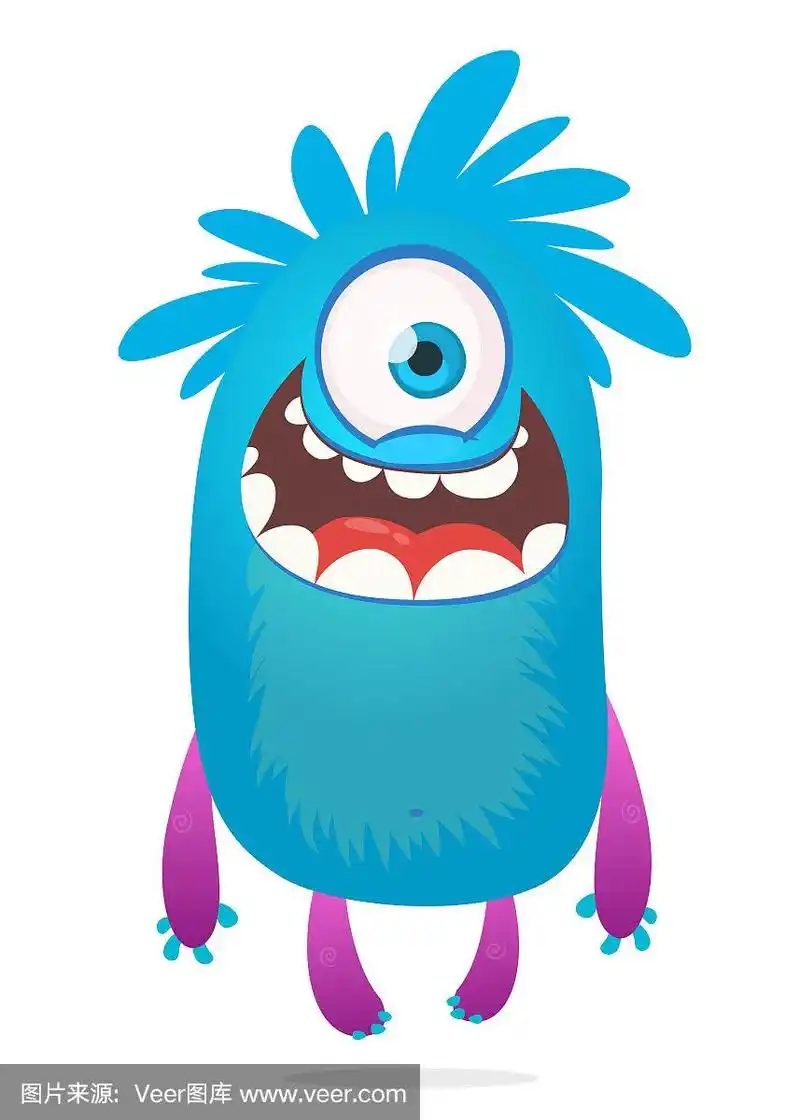 可爱的卡通怪兽一只眼睛.