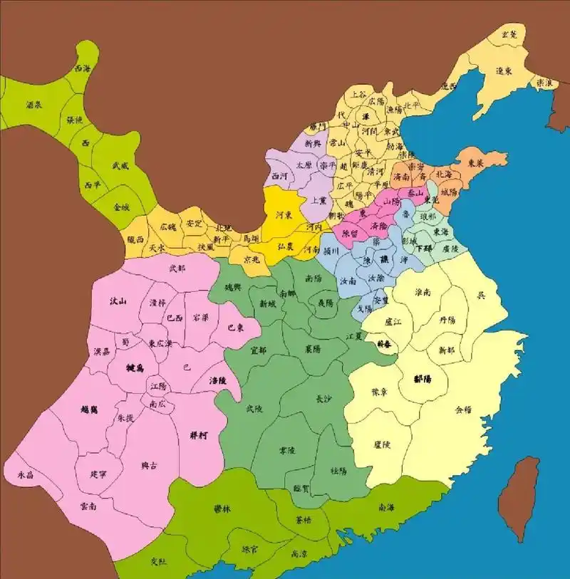 三国州郡分布图 三国十三州和九十八郡分布图