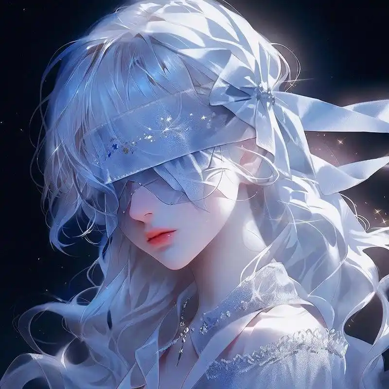 蒙眼白毛少女头像‖二次元动漫女生头像 在二次元里有一句叫作"二次元