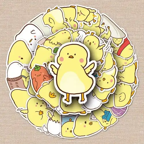 50张卡通小鸡仔卡通涂鸦手账笔记本电脑行李箱汽车滑板装饰贴纸