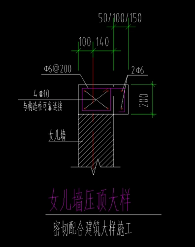 请问这个女儿墙压顶的钢筋应该怎么画望详解谢谢了