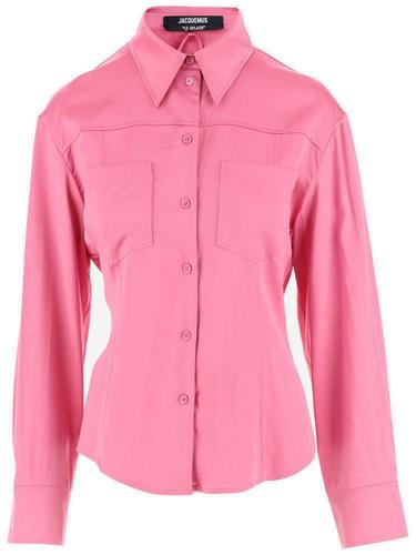 jacquemus女款粉色衬衫|la chemise mentalo open back satin shirt
