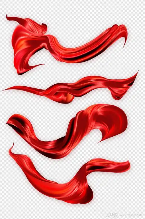 大气红色高亮高光丝绸缎带免扣元素素材