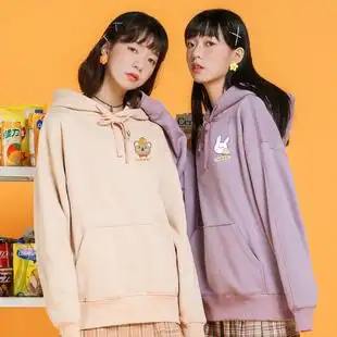 闺蜜装卫衣春秋薄款连帽ins潮港风宽松韩版简约学生情侣装外套女