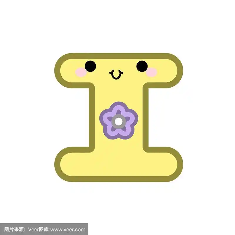 可爱的,人的眼睛,卡通,英文字母i,字体