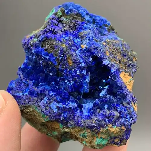 精品天然蓝铜矿原石孔雀石伴生共生矿物晶体矿石摆件