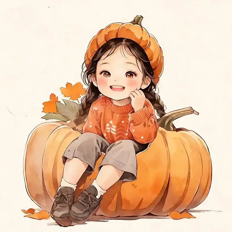 头像分享,可爱的南瓜女孩,散发着无尽的温馨与美好
