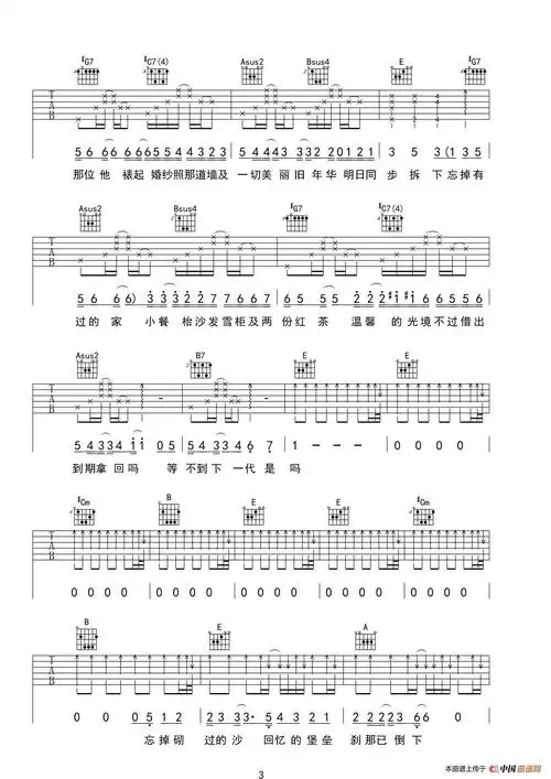 吉他谱《喜帖街》谢安琪