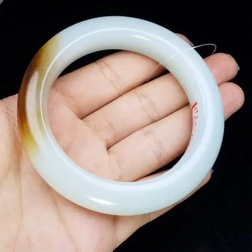 手镯玉镯55圈口带证书高档纯天然俄料和田玉糖手饰