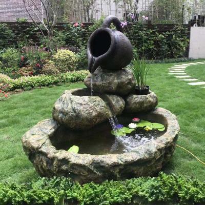 中式庭院内假山喷泉流水景观大型阳台鱼池户外别墅花园石头摆件