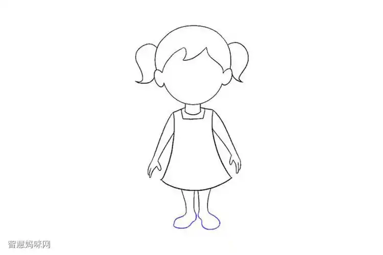 穿裙子的小女孩怎么画