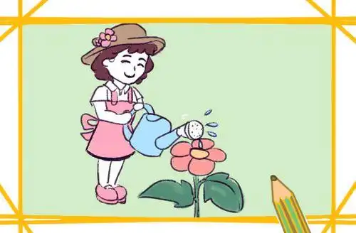 画要怎么画儿童植树节简笔画-女孩种花种花的女孩人物简笔画-e学堂春