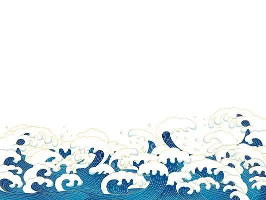 蓝色手绘古风国潮风中国风祥海浪装饰国潮元素png素材