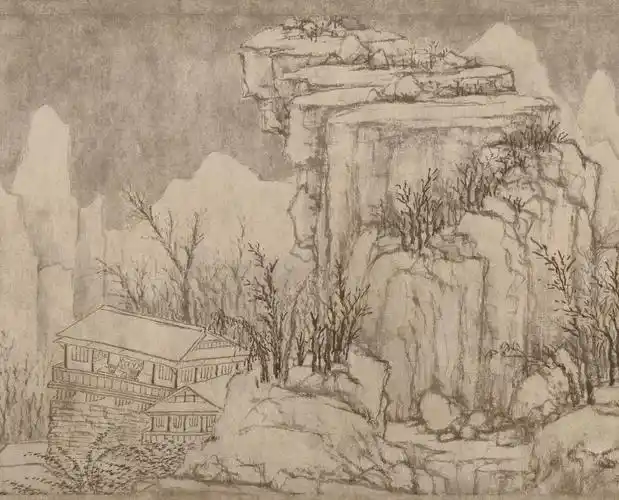 元代画家黄公望《快雪时晴图》局部