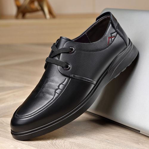 男鞋新款真皮商务休闲男士鞋防滑耐磨软底舒适皮鞋中老年爸爸鞋