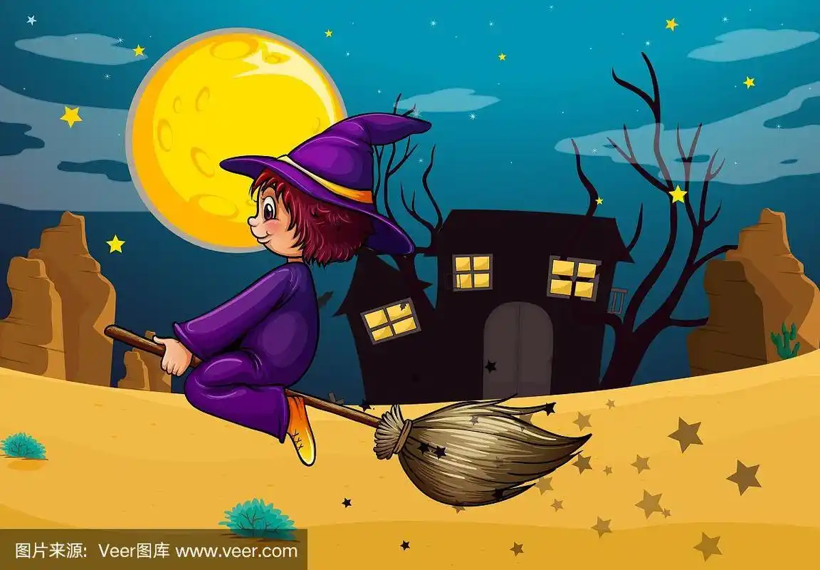 一个骑着扫帚的女巫