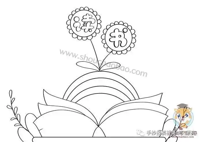 打开书简笔画的右手抄报手抄报简单又漂亮