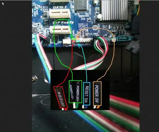 这个电脑主板的开关线肿么接