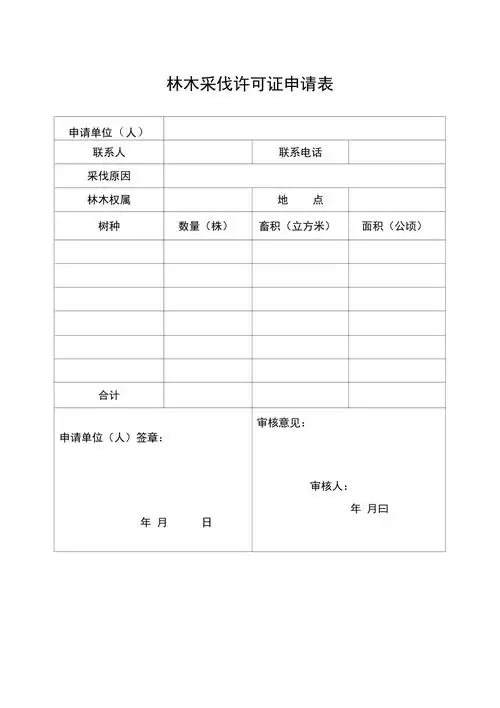 林木采伐许可证申请表doc