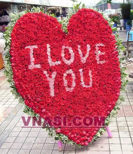 花 材 1314枝顶级红玫瑰(包括制作i love you字体的粉色玫瑰在) )