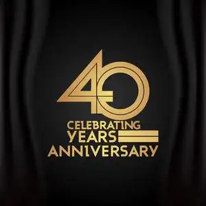 多线黑色背景的金色多线性数字矢量插图40周年标志型照片