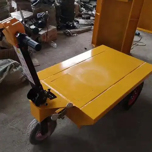 电动手推式平板车建筑工地拉砖电动平板车砂石水泥运输电动灰斗车