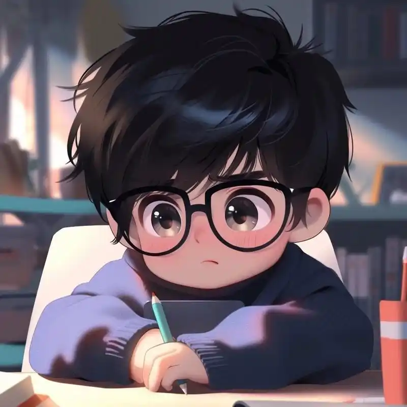 可爱男生头像:沉迷学习(眼镜版)
