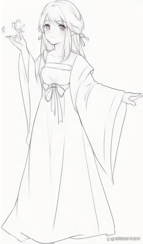 简笔画画古风少女
