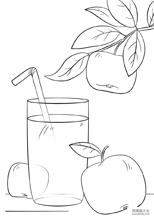 苹果果汁的简笔画集
