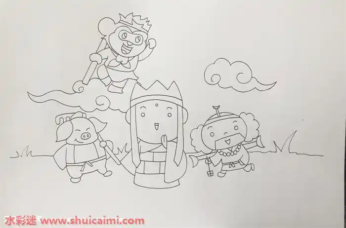 西游记里的师徒四人怎么画 唐僧师徒简笔画简单易画彩色
