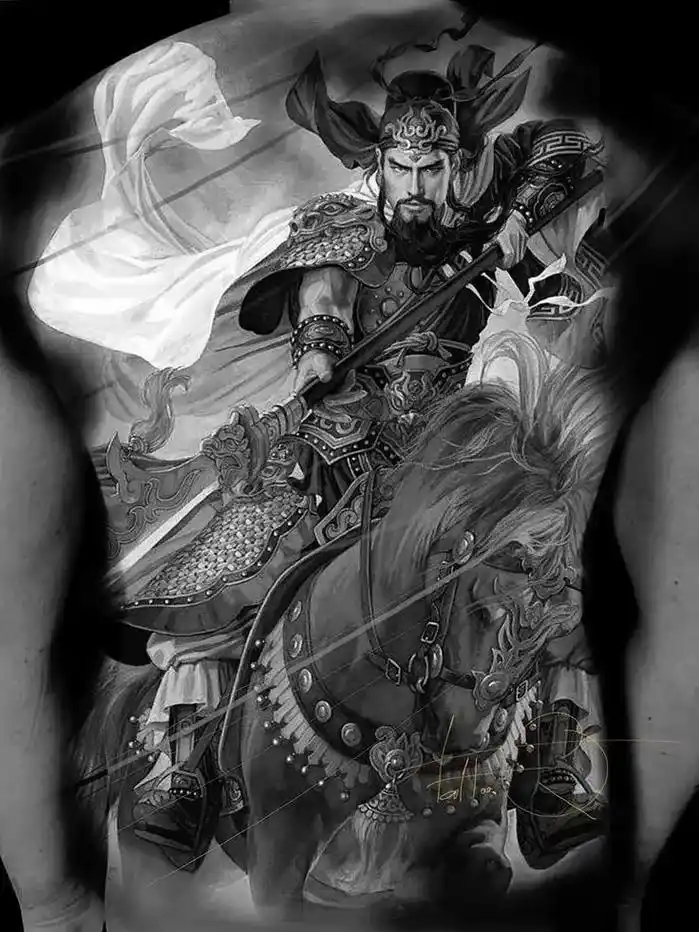 满背五虎上将手稿 关羽 张飞 赵云 #岳阳新刺客 #满背纹身 - 抖音