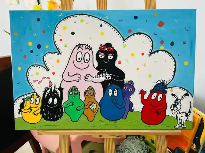 巴巴爸爸一家丙烯画