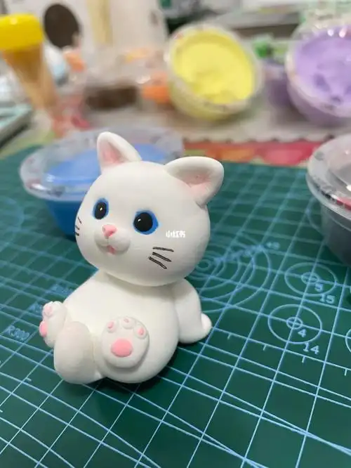 超轻粘土diy奶油小猫