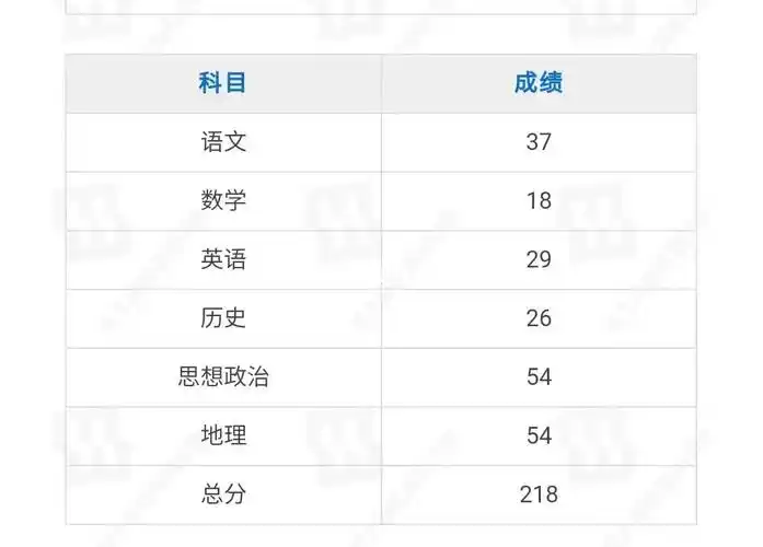 我弟高考成绩218