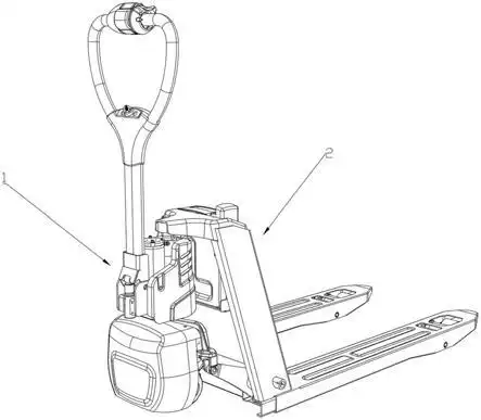 电动搬运车主要由前车架,后车架,连杆组件,电控单元,液压单元(包含起