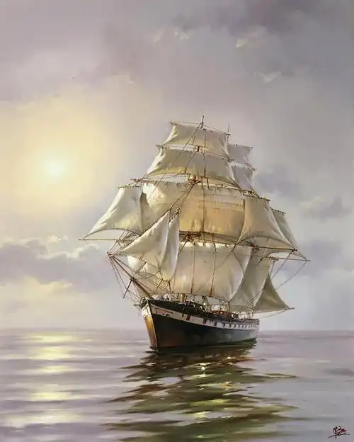 杨朝辉《扬帆远航》布面油画 60*90cm