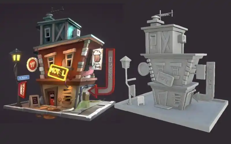 【maya场景建模】零基础小房子场景模型制作,超详细房屋场景建模案例